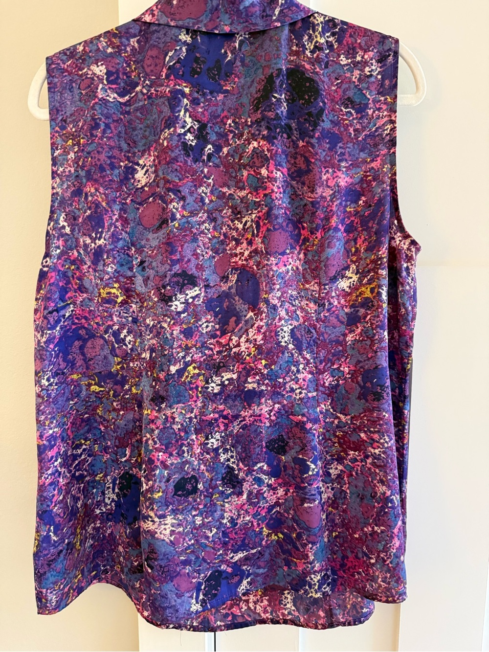 Coldwater  Creek Sleeveless Top Blouse Faux Wrap Purple Pink Abstract 16 XL - Picture 5 of 6